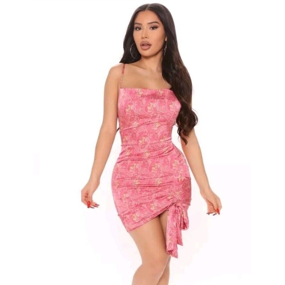 Fashion Nova Pink Party Girl Vibes Satin Mini Dress Size Medium NWT